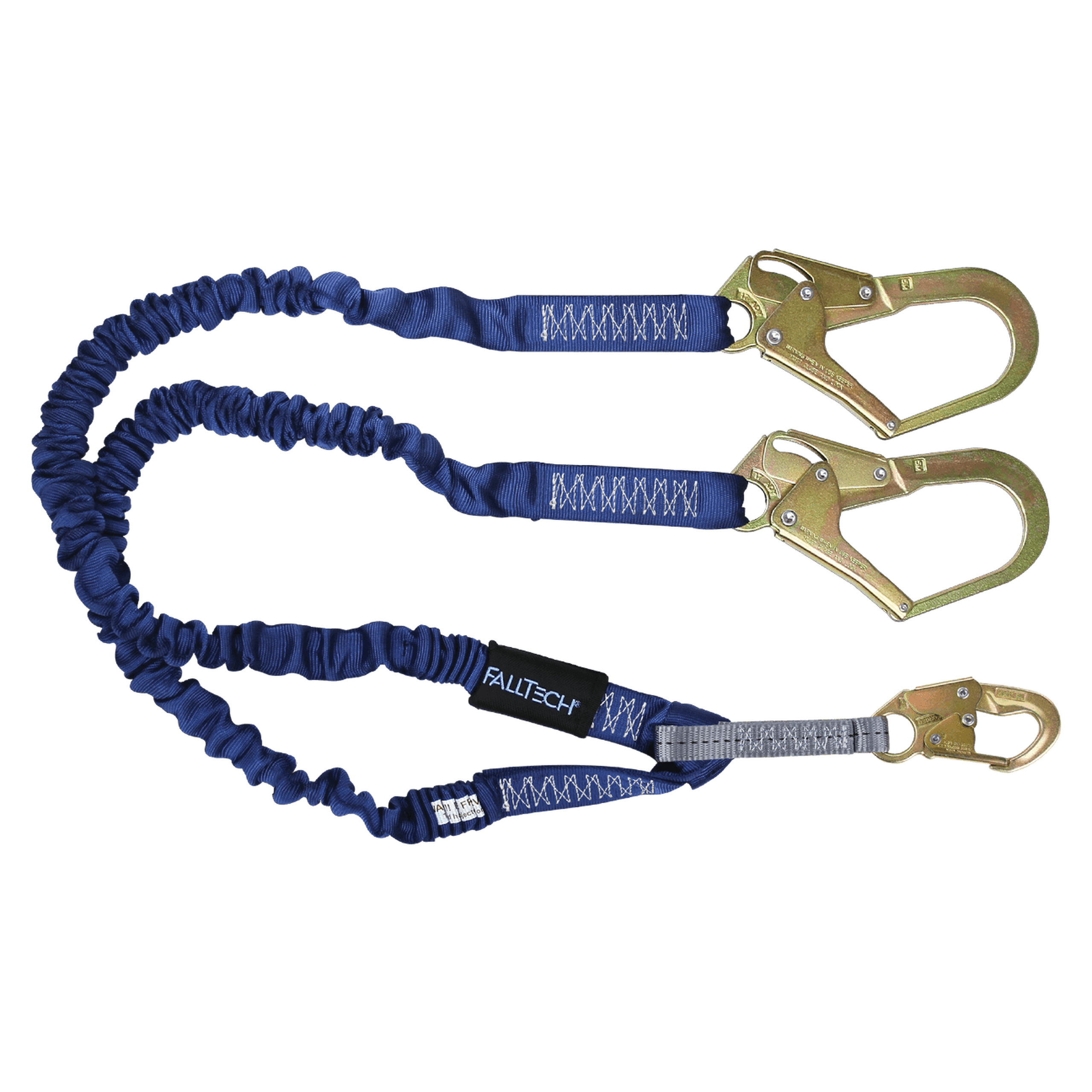 FallTech 8240Y3 4½' to 6' ElasTech® Energy Absorbing Lanyard, Double-leg with Steel Connectors (each)
