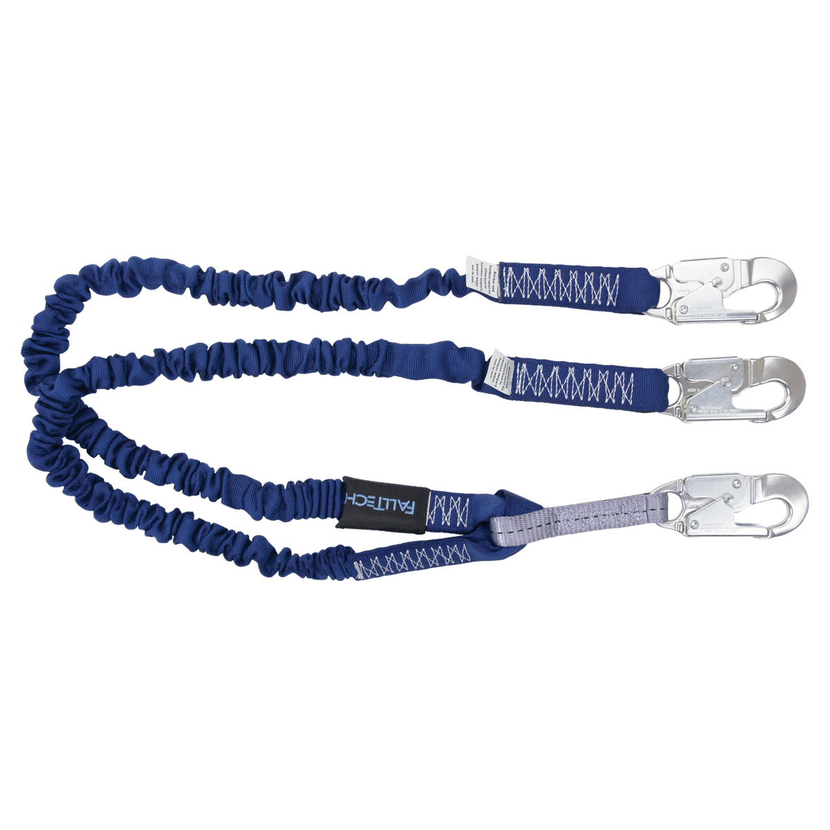 FallTech 8240YA 4½' to 6' ElasTech® Energy Absorbing Lanyard, Double-leg with Aluminum Snap Hooks (each)