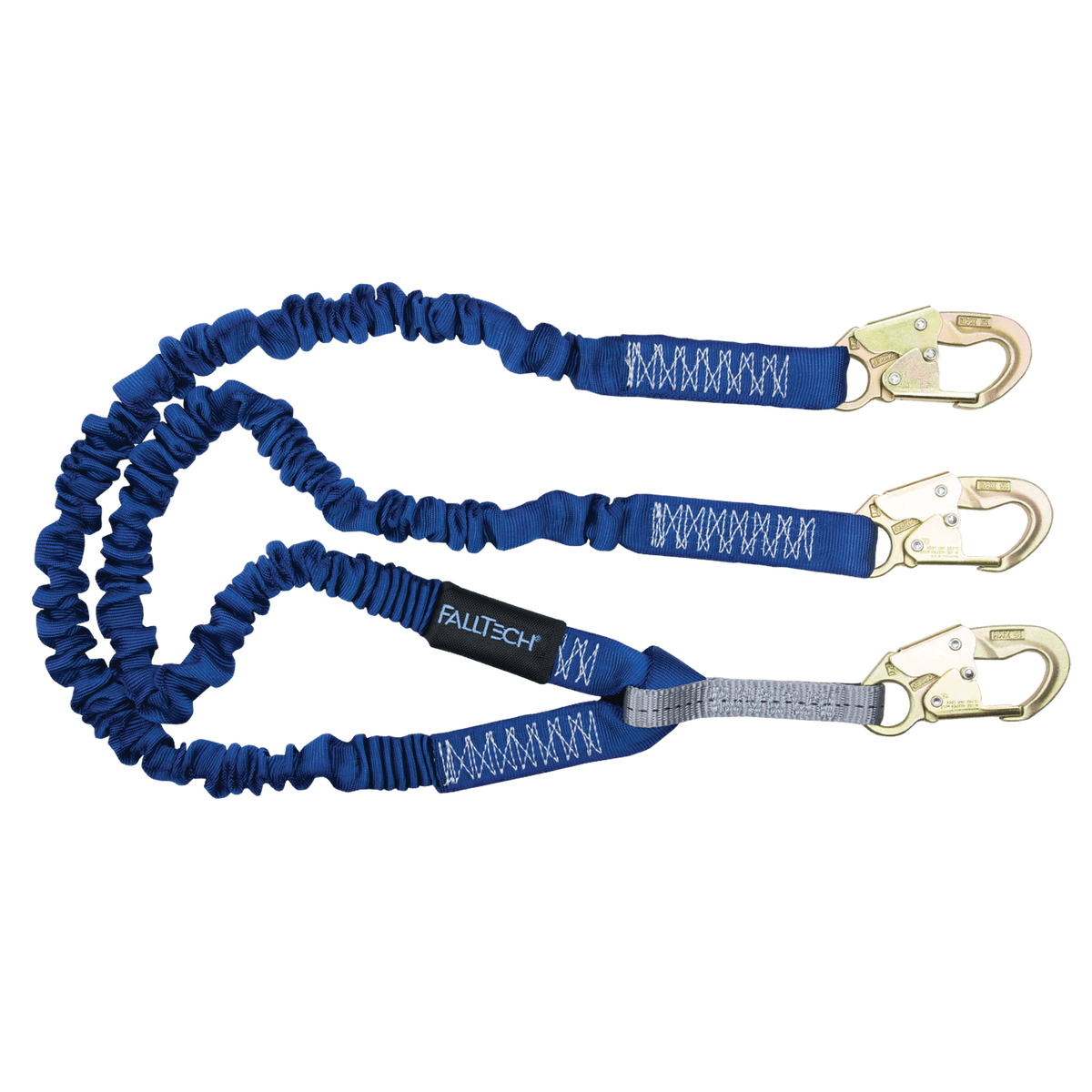 FallTech 8240Y 4½' to 6' ElasTech® Energy Absorbing Lanyard, Double-leg with Steel Snap Hooks (each)