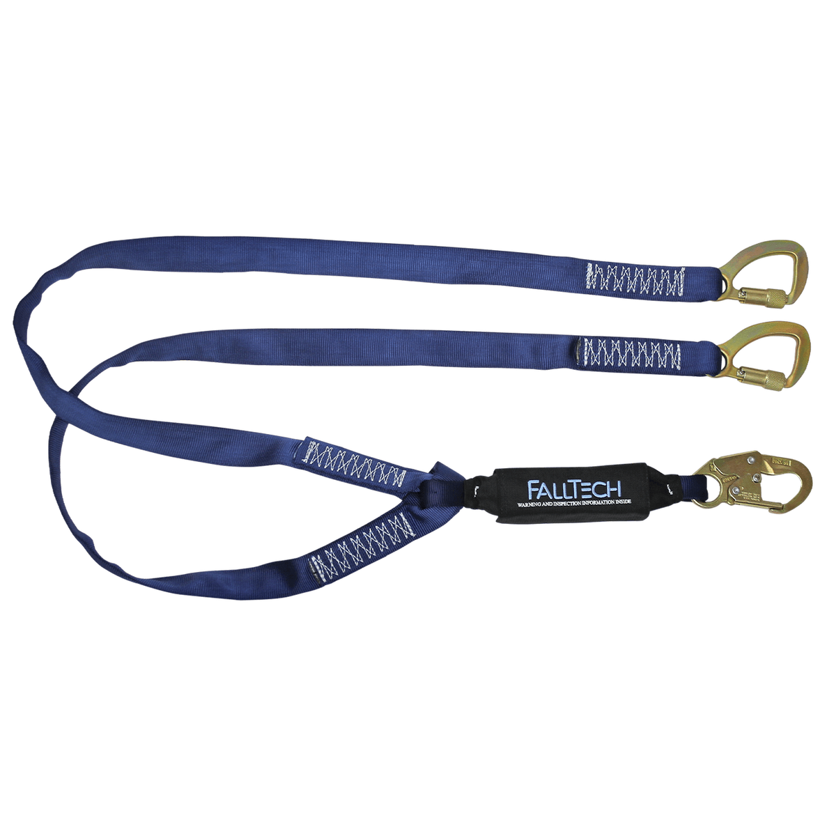 FallTech 8241Y 6' WrapTech® Energy Absorbing Lanyard, Double-leg with Steel 5k Tie-back Carabiners (each)