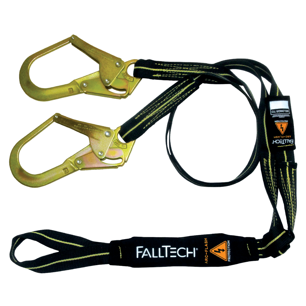 FallTech 8242Y3L 6' Arc Flash Energy Absorbing Lanyard, Double-leg with Choke-loop with Steel Rebar Hooks (each)