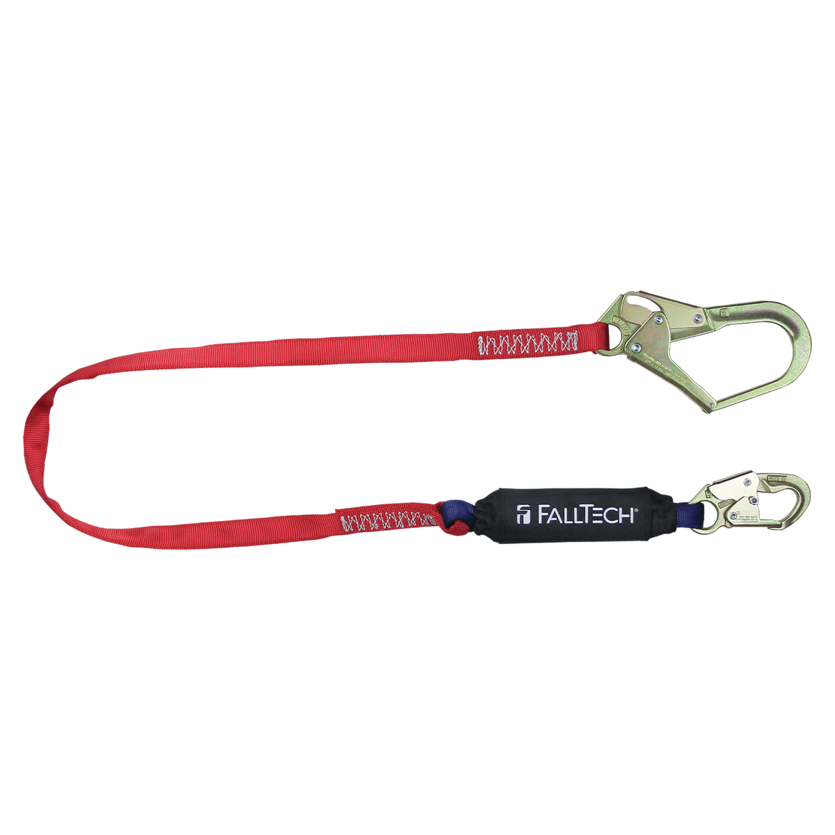 FallTech 8247B3 6' Ironman® 12' free fall Energy Absorbing Lanyard, Single-leg with Steel Connectors (each)