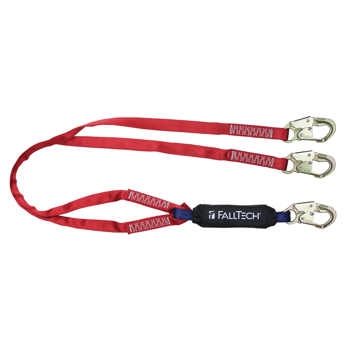 FallTech 8247BY 6' Ironman® 12' free fall Energy Absorbing Lanyard, Double-leg with Steel Snap Hooks (each)