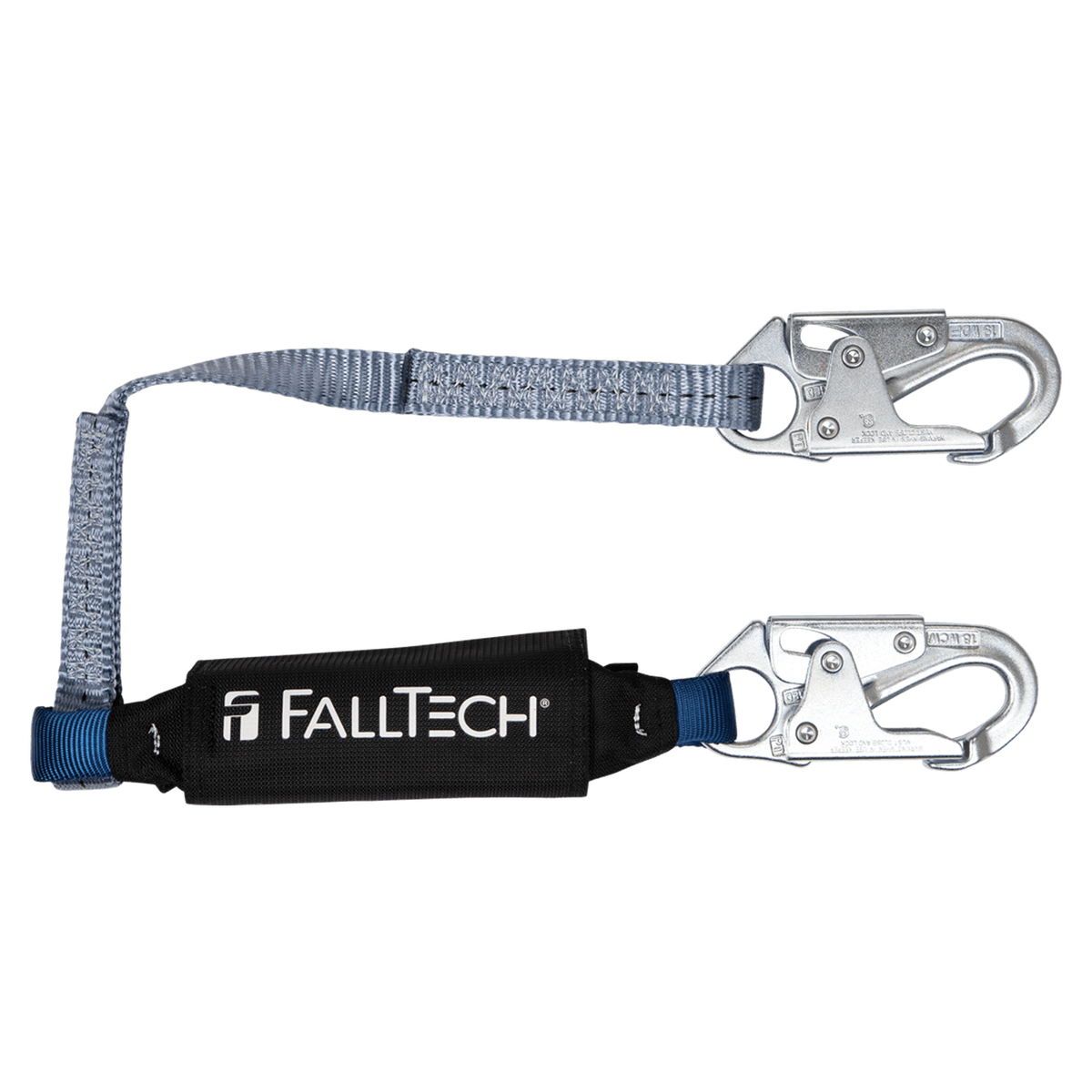 FallTech 8254 4' ViewPack® Energy Absorbing Lanyard, Single-leg with Steel Snap Hooks (each)