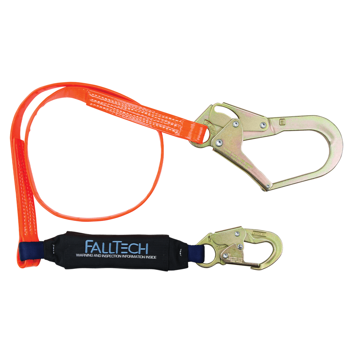 FallTech 82563PC 6' ViewPack® Urethane Coated Energy Absorbing Lanyard, Single-leg with Steel Connectors (each)