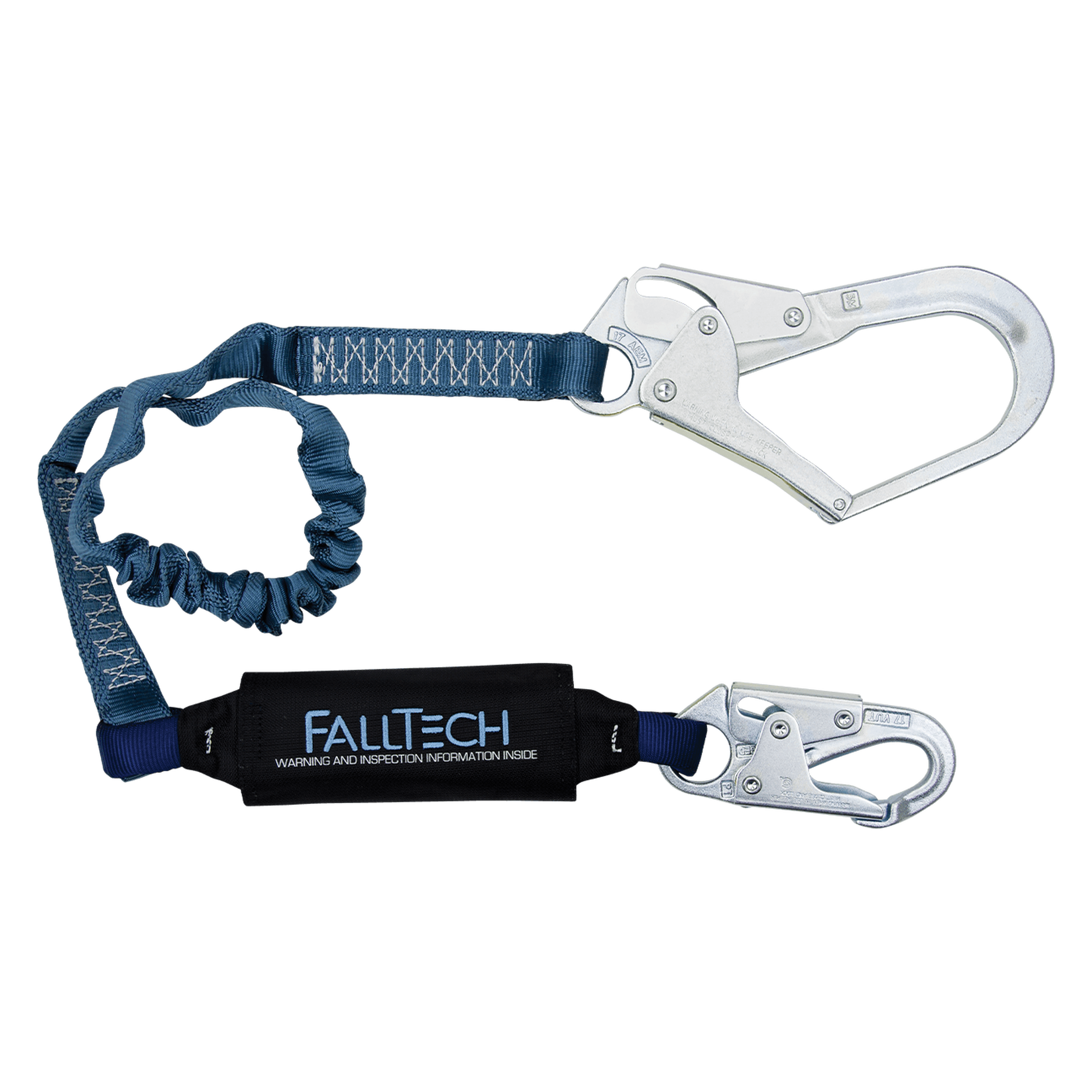 FallTech 8256EL3 4½' to 6' ViewPack® Elastic Energy Absorbing Lanyard, Single-leg with Steel Connectors (each)