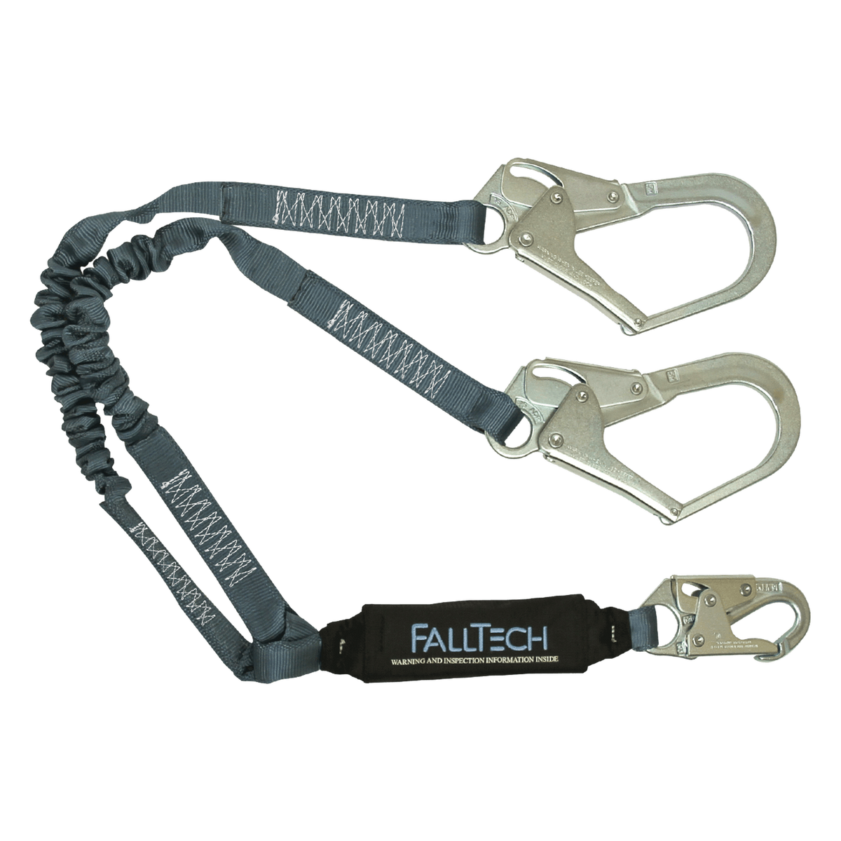 FallTech 8256ELY3 4½' to 6' ViewPack® Elastic Energy Absorbing Lanyard, Double-leg with Steel Connectors (each)