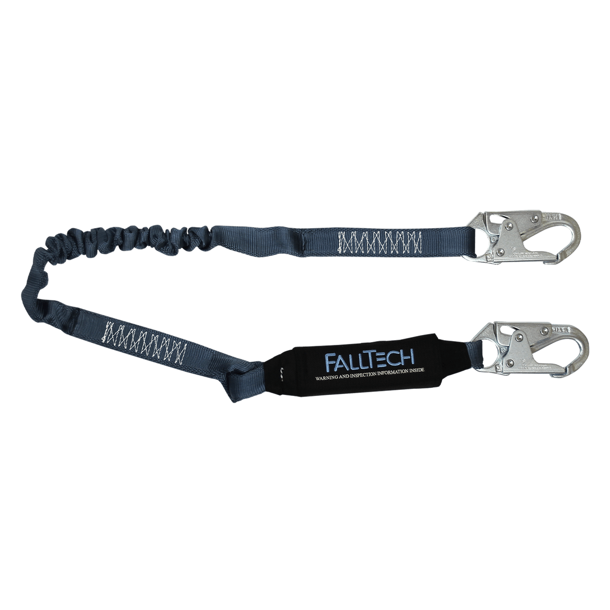 FallTech 8256EL 4½' to 6' ViewPack® Elastic Energy Absorbing Lanyard, Single-leg with Steel Snap Hooks (each)