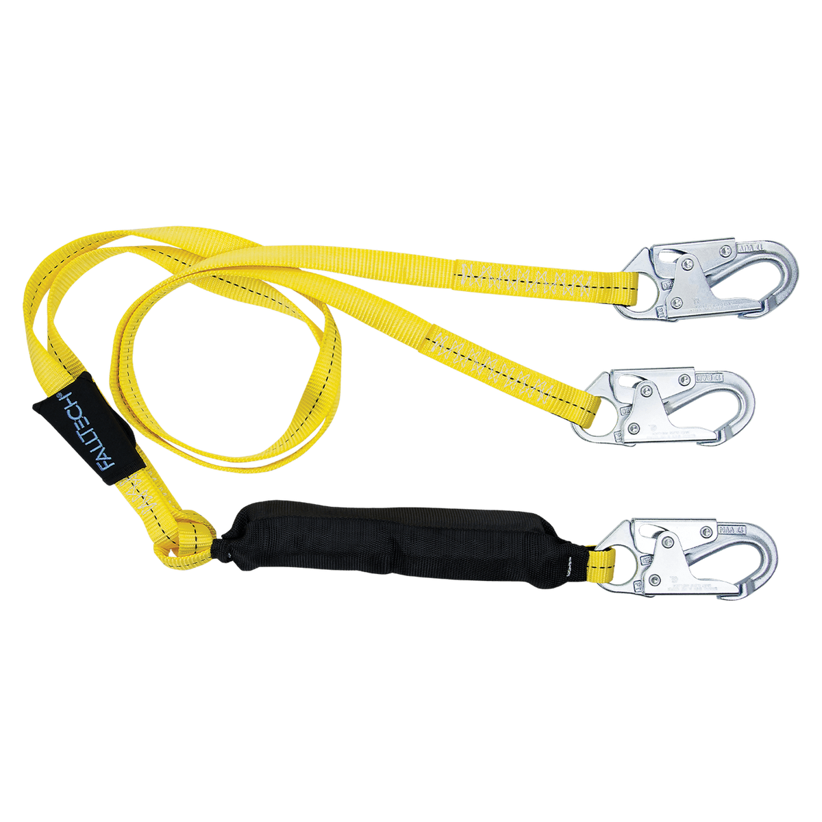 FallTech 8256LTY 6' Soft Pack FT Basic® Energy Absorbing Lanyard, Double-leg with Steel Snap Hooks (each)