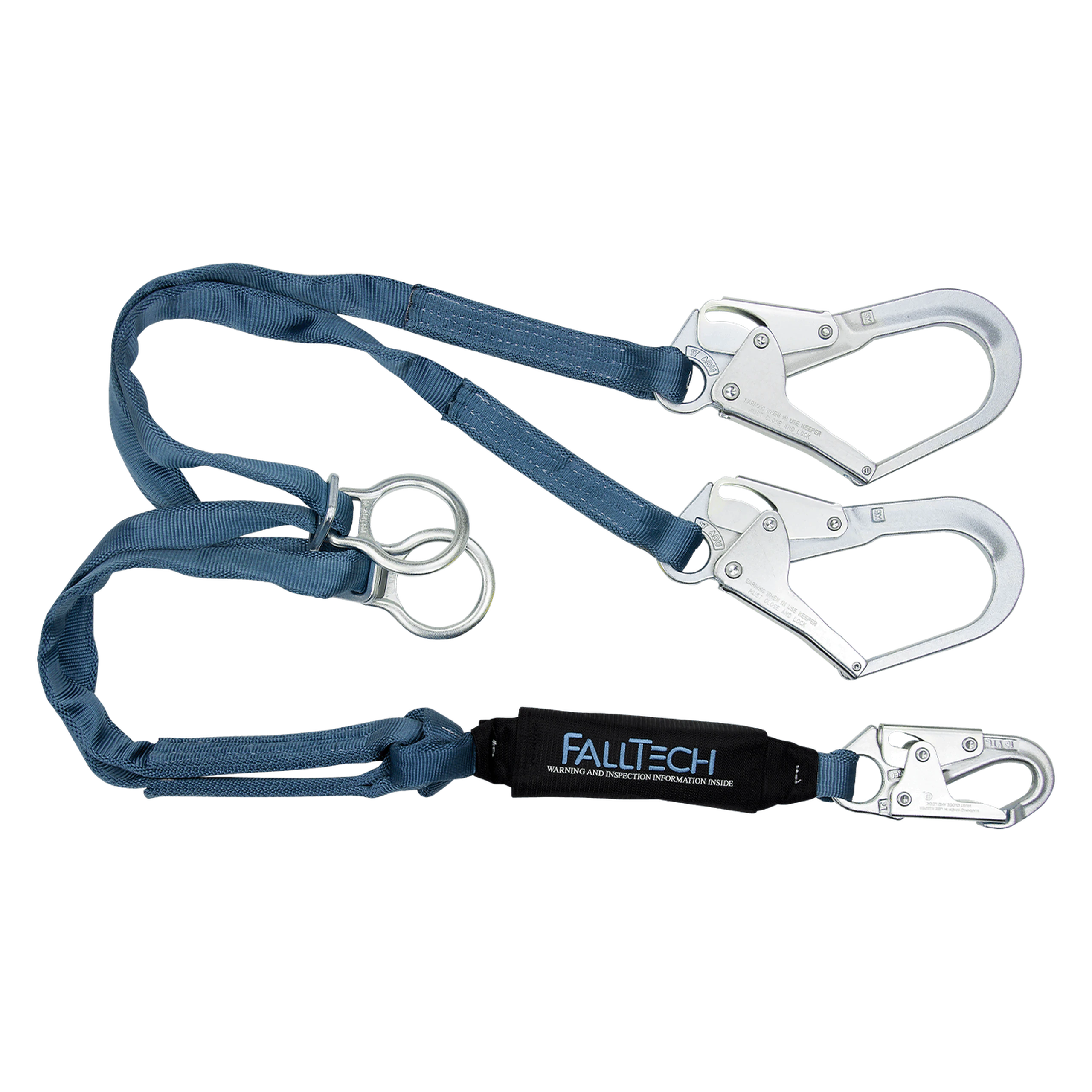 FallTech 8260732D 6' ViewPack® Tie-back Energy Absorbing Lanyard, Double-leg with Steel Connectors (each)