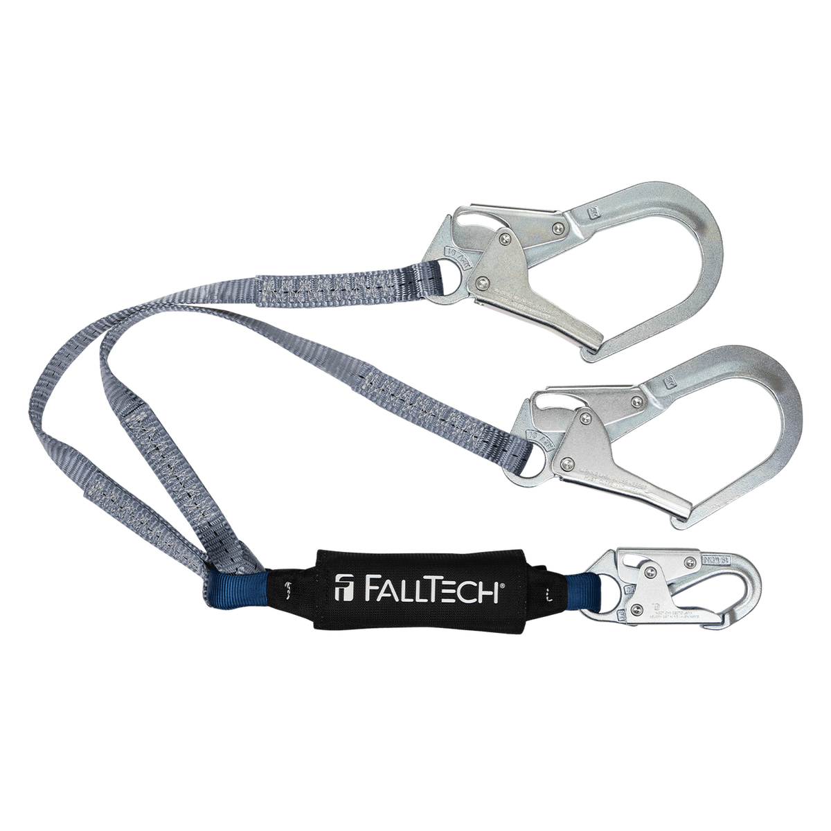 FallTech 8260734 4' ViewPack® Energy Absorbing Lanyard, Double-leg with Steel Connectors (each)