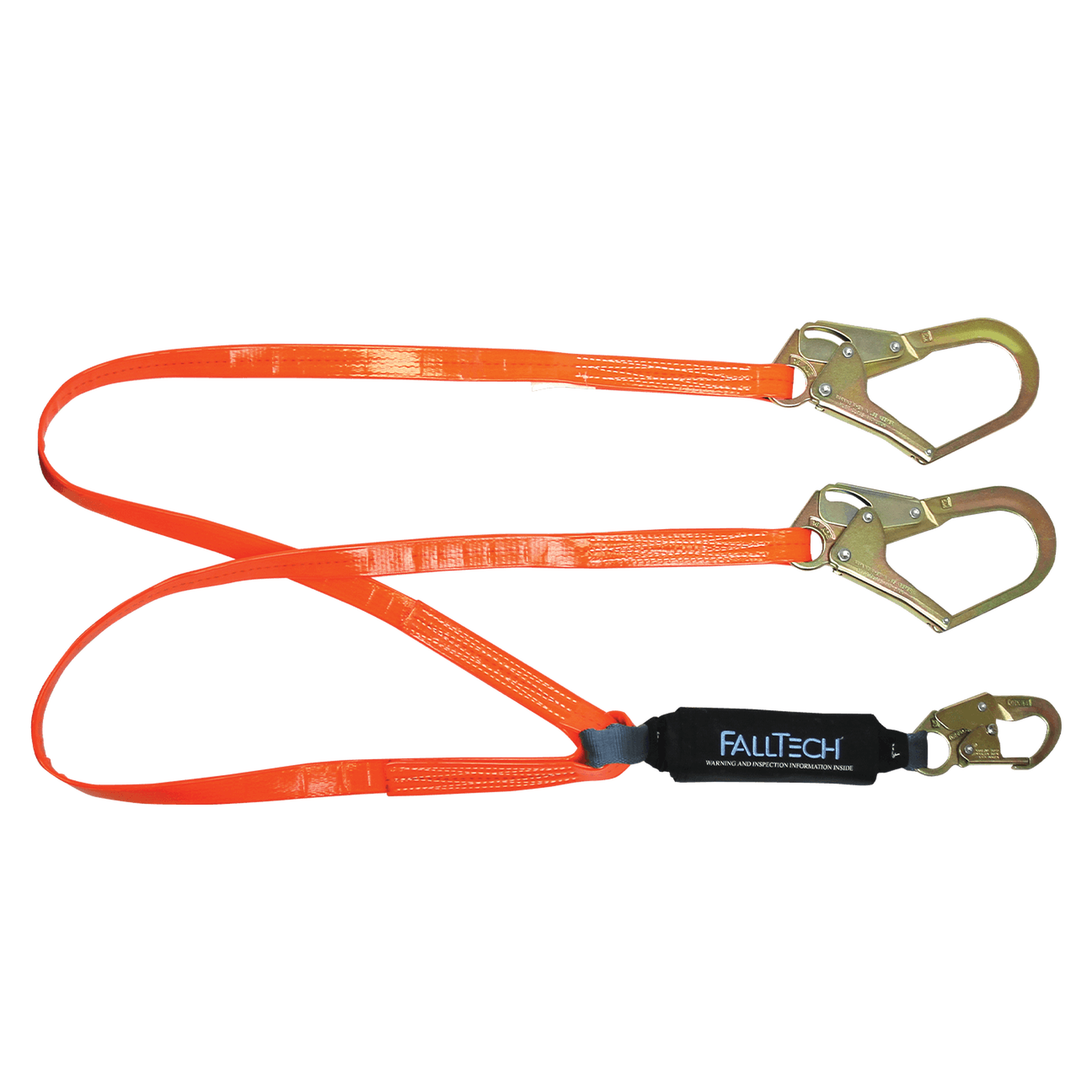 FallTech 826073PC 6' ViewPack® Urethane Coated Energy Absorbing Lanyard, Double-leg with Steel Connectors (each)