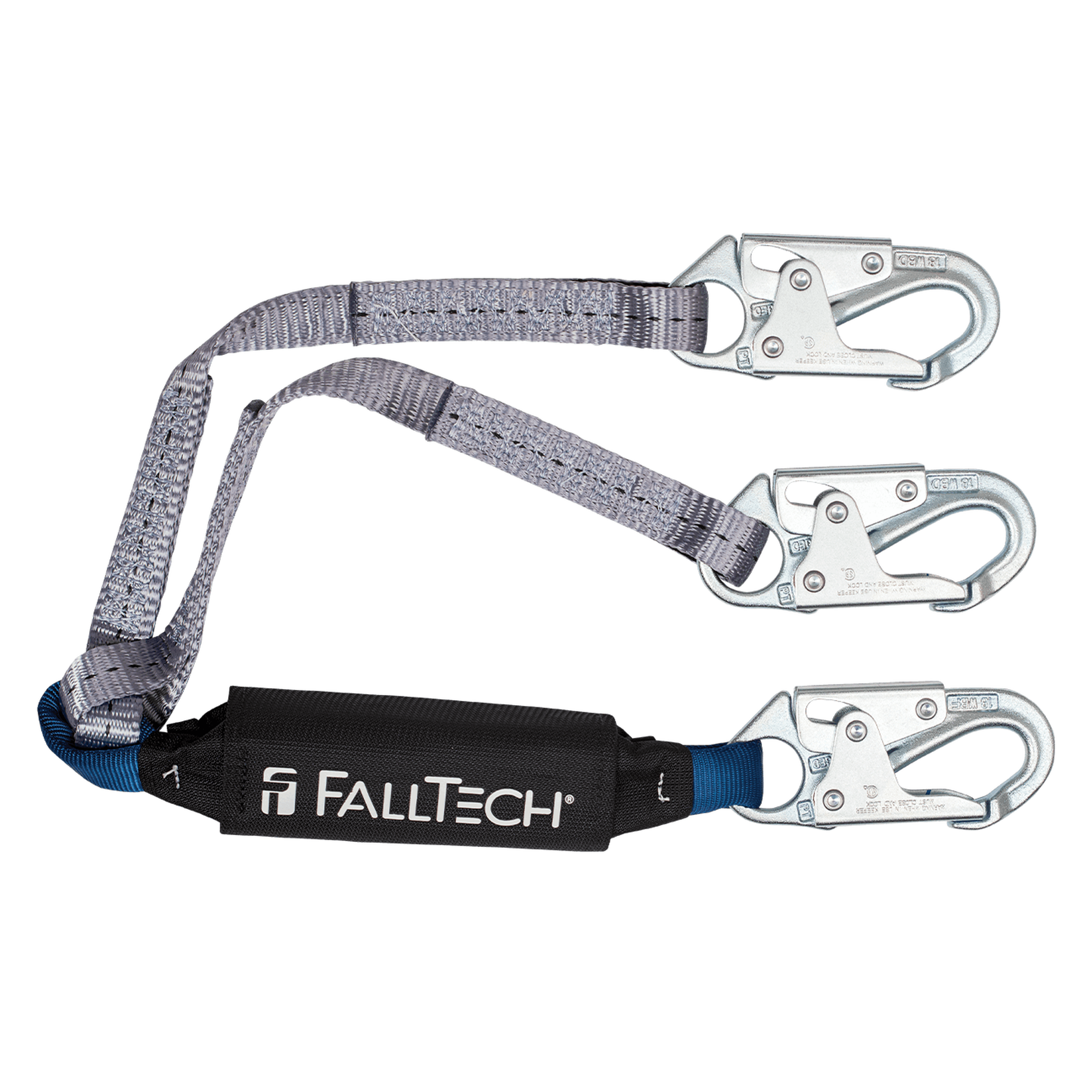 FallTech 826083 3' ViewPack® Energy Absorbing Lanyard, Double-leg with Steel Snap Hooks (each)