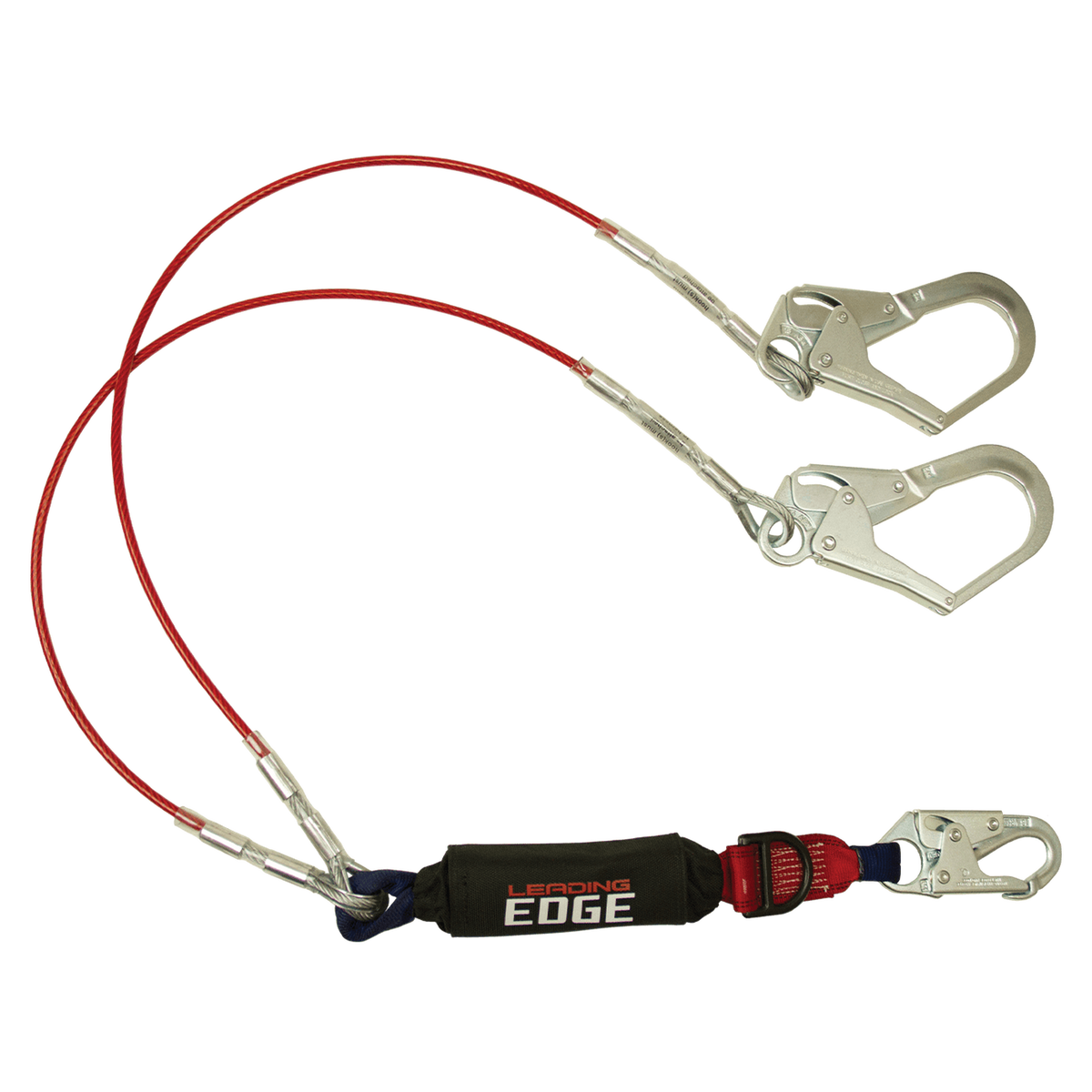 FallTech 8354LEY3D 6' Leading Edge Cable Energy Absorbing Lanyard, Double-leg with SRL D-ring (each)