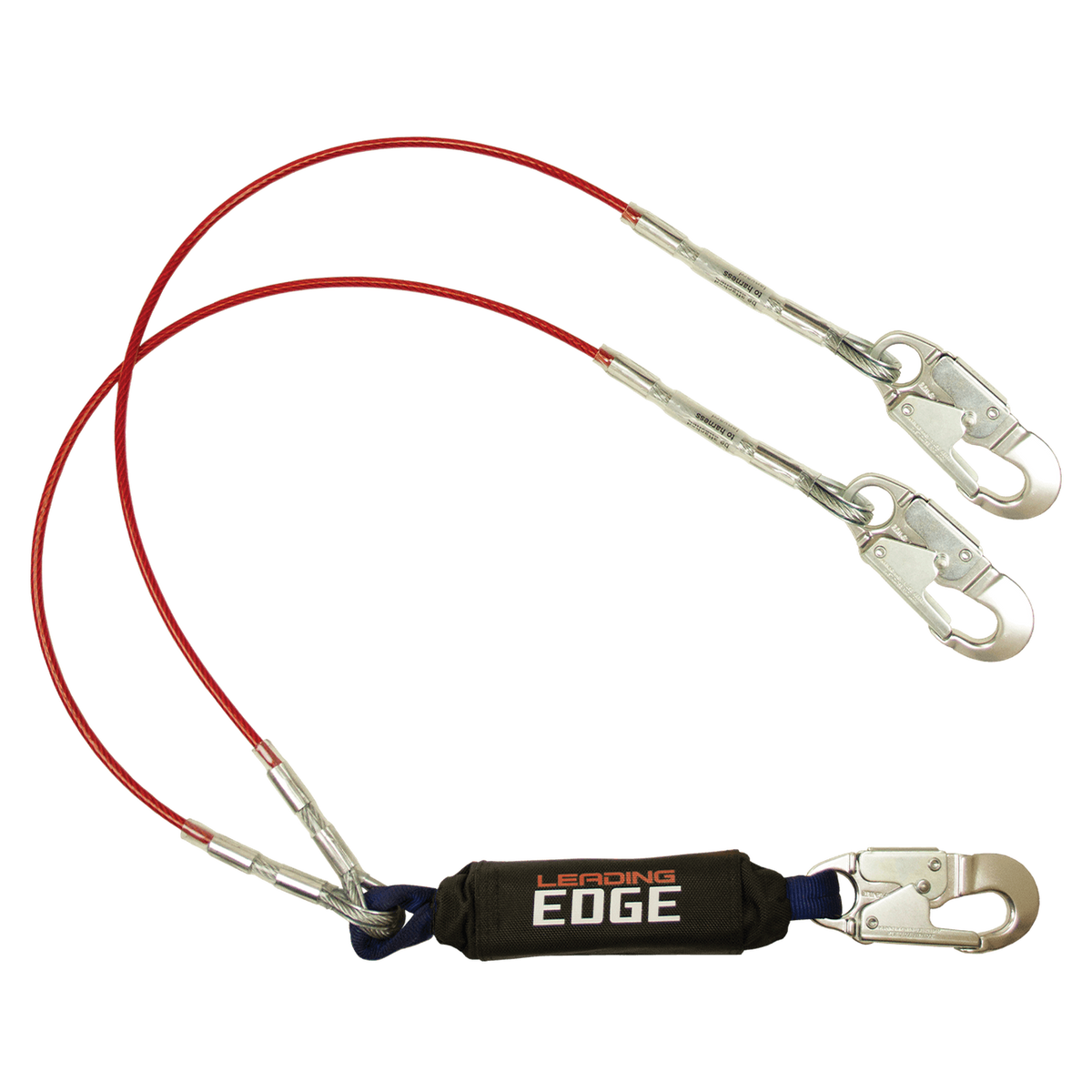 FallTech 8354LEYA 6' Leading Edge Cable Energy Absorbing Lanyard, Double-leg with Aluminum Snap Hooks (each)