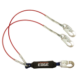 FallTech 8354LEYA 6' Leading Edge Cable Energy Absorbing Lanyard, Double-leg with Aluminum Snap Hooks (each)
