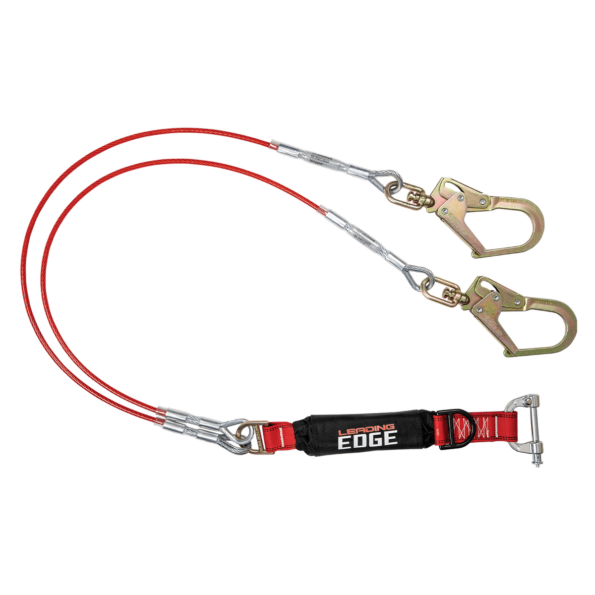 FallTech 8354LEYC2D 6' Leading Edge Cable Energy Absorbing Lanyard, Double-leg with Rebar Connectors (each)