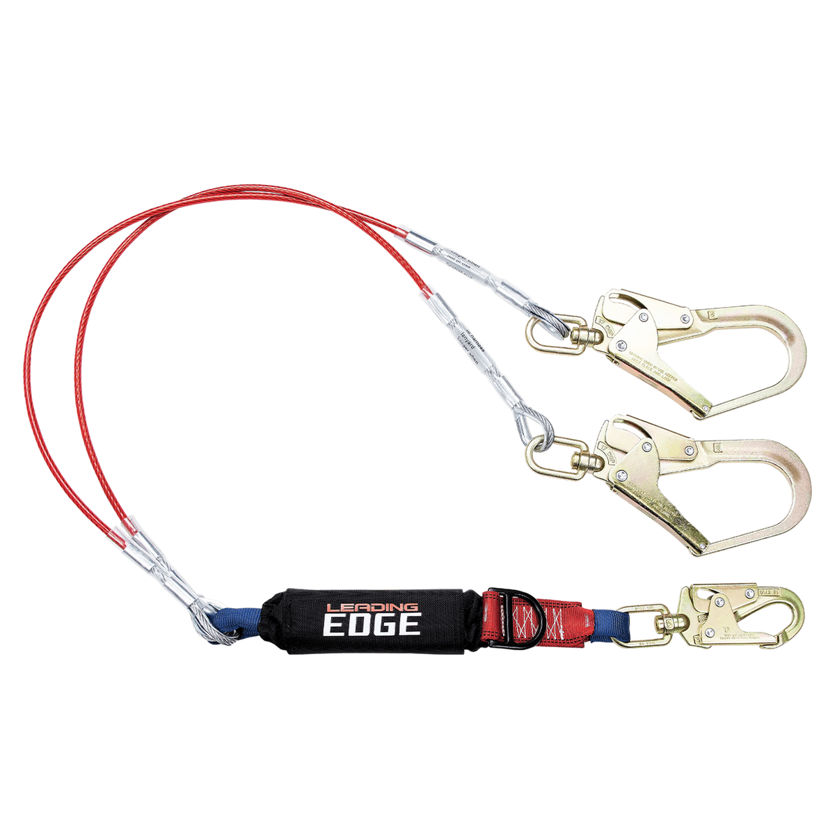FallTech 8354LEYSS3D 6' Leading Edge Cable Energy Absorbing Lanyard, Double-leg with Swivel Connectors and SRL D-ring (each)