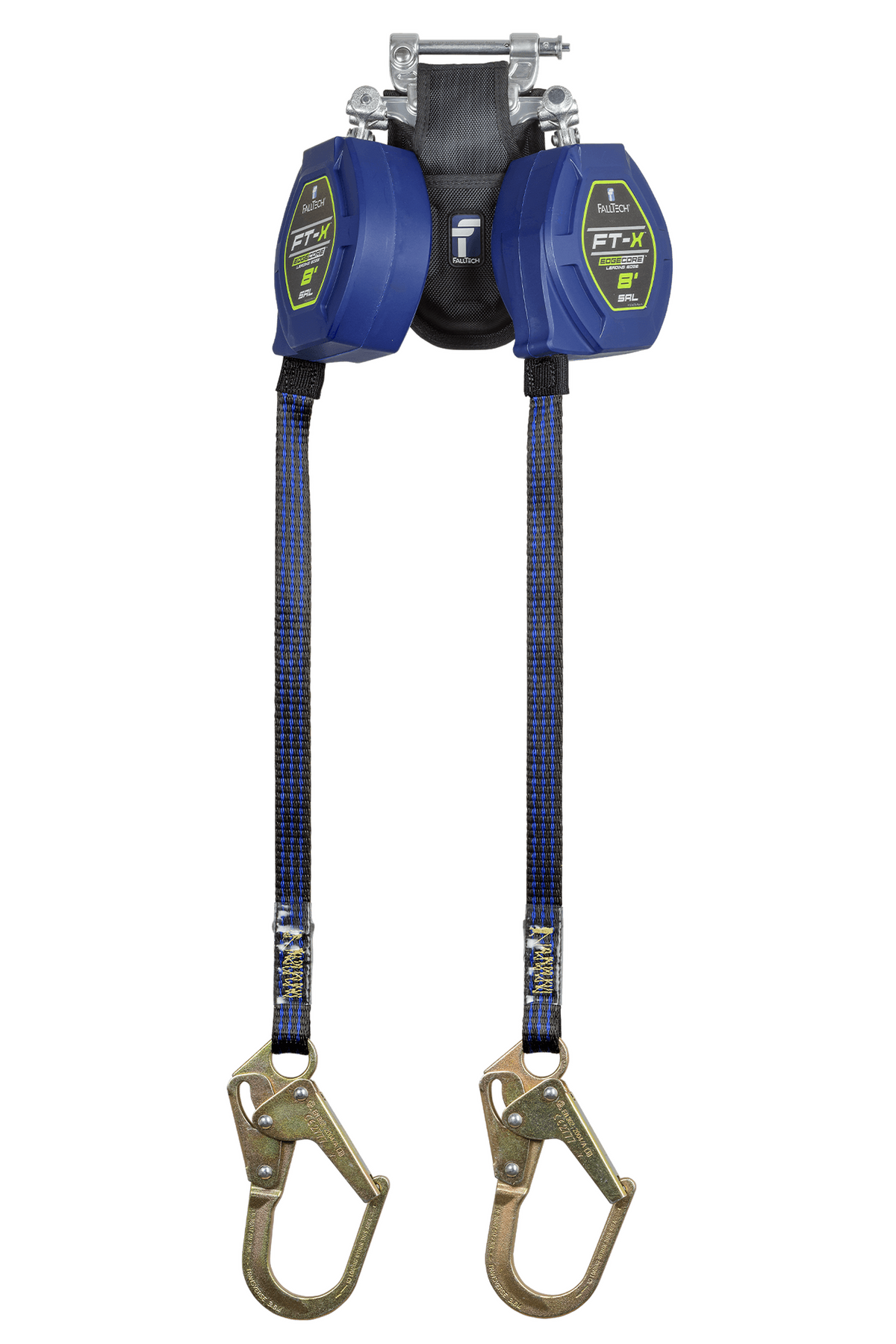 FallTech 84108TP0 8' FT-X™ EdgeCore™ Class 2 Leading Edge Personal SRL, Twin-leg with Steel Mini Rebar Hooks