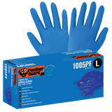 Global Glove & Safety 1005PF Panther Guard® Heavyweight Nitrile, Powder Free, Industrial Grade, Raised Micro Diamond Pattern, Blue, 9 Mil, 11 Inch (case of 500)