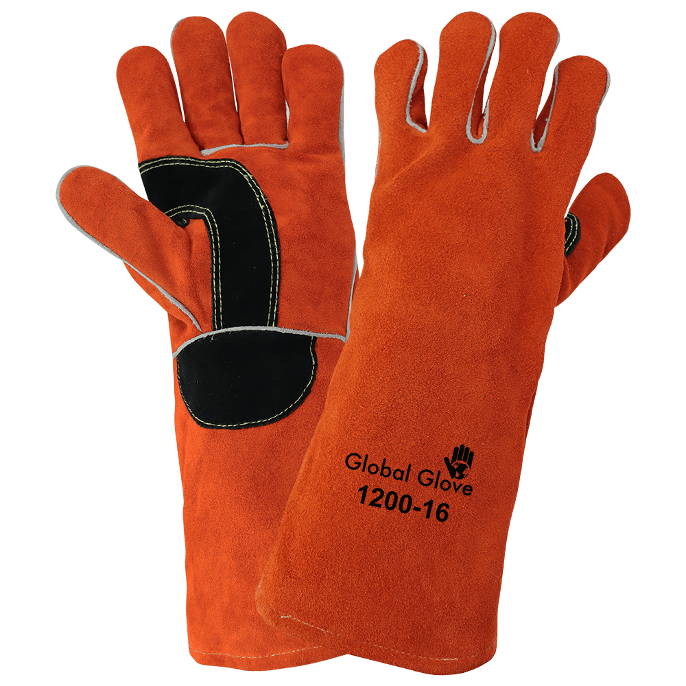 Global Glove & Safety 1200-16 Premium Grade Split Cowhide Welding Gloves