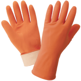 Global Glove & Safety 180F FrogWear® Orange 18 Mil Flock Lined Latex Diamond Pattern Grip Unsupported Gloves
