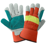 Global Glove & Safety 2300HVDP Economy High Visibility Split Cowhide Leather Double Palm Gloves
