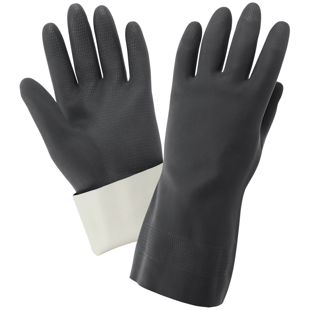 Global Glove & Safety 230F FrogWear® Premium Black Flock Lined 30 Mil, 12 inch, Neoprene Unsupported Gloves, Honeycomb Pattern Grip