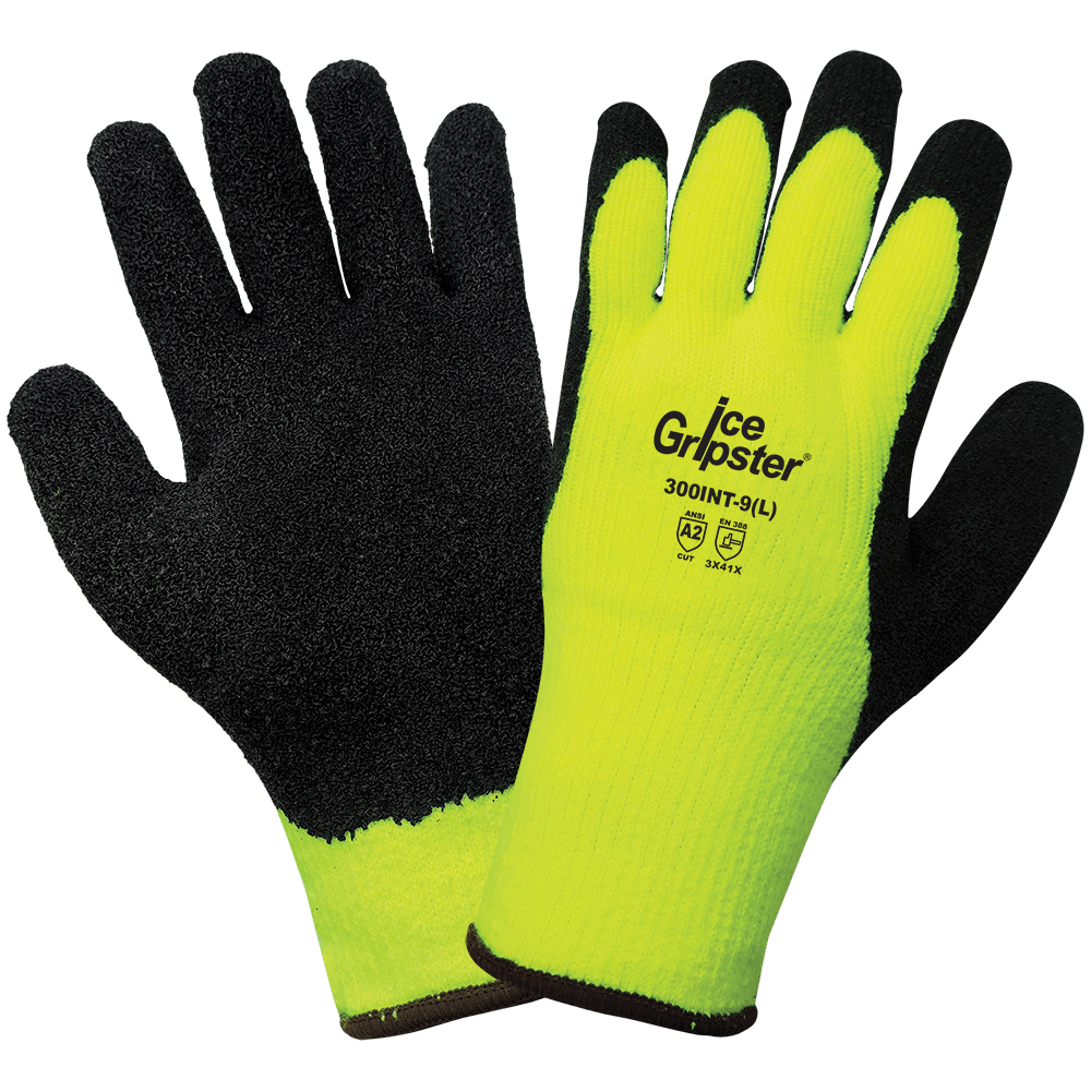 Global Glove & Safety 300INT Ice Gripster® Water Repellent Low Temperature Gloves, Rubber Coated, Cut A2