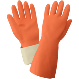 Global Glove & Safety 30FT FrogWear® Heavy 30 Mil Flock Lined Orange Rubber Latex with Honeycomb Pattern Grip Unsupported Gloves