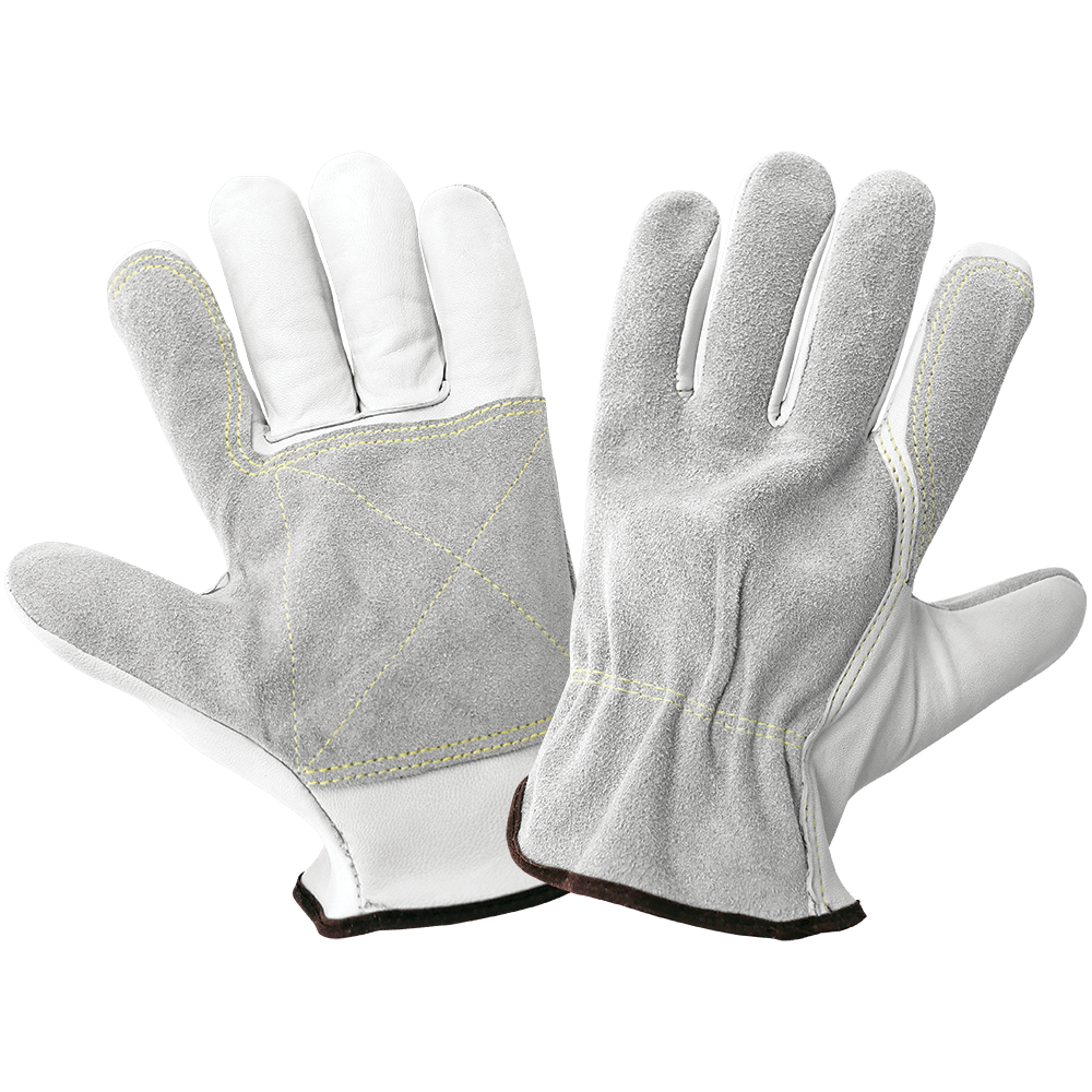 Global Glove & Safety 3150G Premium Goatskin Palm and Split Cowhide Back Drivers Gloves