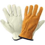Global Glove & Safety 3200BS Premium Grade Grain Cowhide Leather Palm Split Back Drivers Gloves
