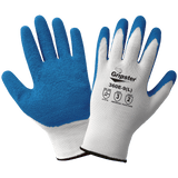 Global Glove & Safety 360E Gripster® General Purpose, 13-Gauge White Polyester, Blue Etched Rubber Coating
