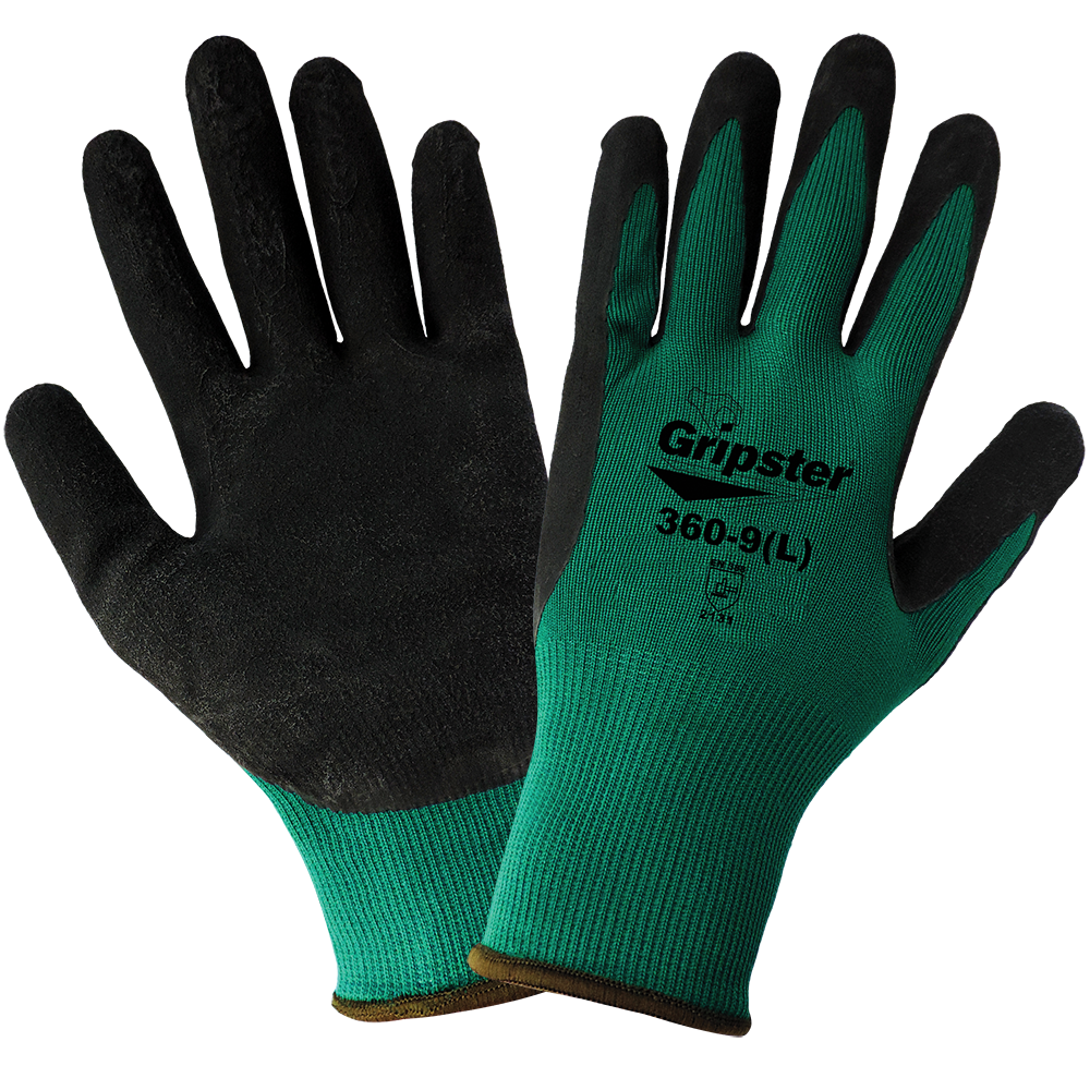 Global Glove & Safety 360 Gripster® Black Foam Rubber Coated Flexible Nylon, Cut A1