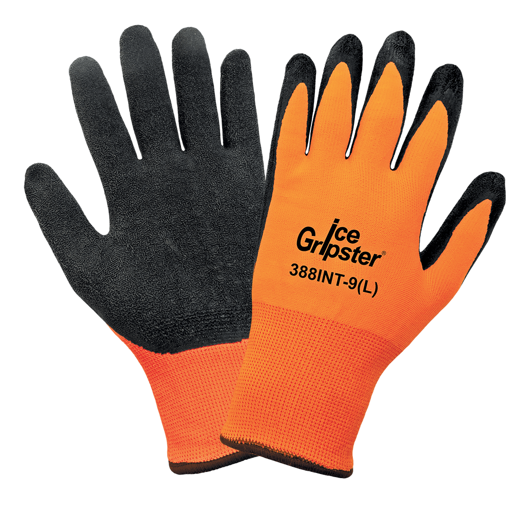 Global Glove & Safety 388INT Ice Gripster® Water Repellent Seamless Etched Rubber Coated Palm Low Temperature, Cut A2