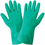 Global Glove & Safety 511AMB Ambidextrous, 11 Mil, 12 Inch, Unlined Green Nitrile Wave Pattern Grip Unsupported Gloves
