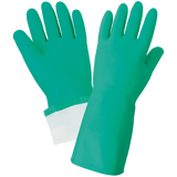 Global Glove & Safety 515F Flock Lined 15 Mil Green Nitrile Raised Diamond Pattern Grip Unsupported Gloves