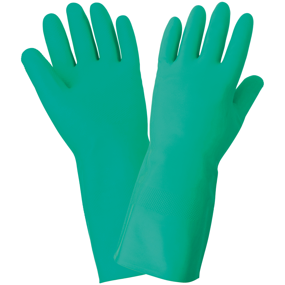 Global Glove & Safety 515 Unlined 12 Mil Green Nitrile Raised Diamond Pattern Grip Unsupported Gloves