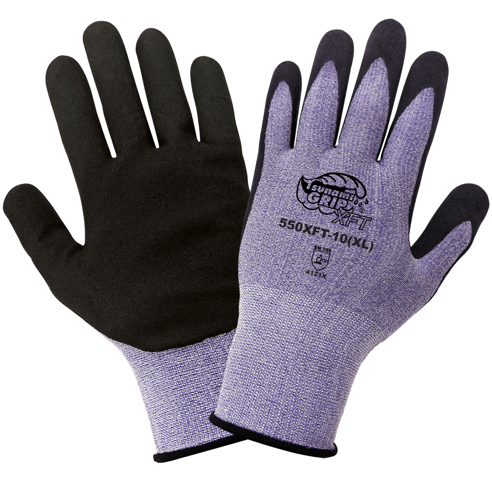 Global Glove & Safety 550XFT Tsunami Grip® XFT Xtreme Foam Technology Coated Anti-Static/Electrostatic Compliant Gloves, Cut A1