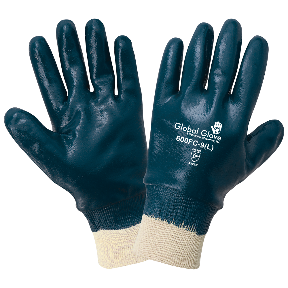 Global Glove & Safety 600FC Premium Solid Nitrile Fully Coated Two-Piece Jersey Gloves