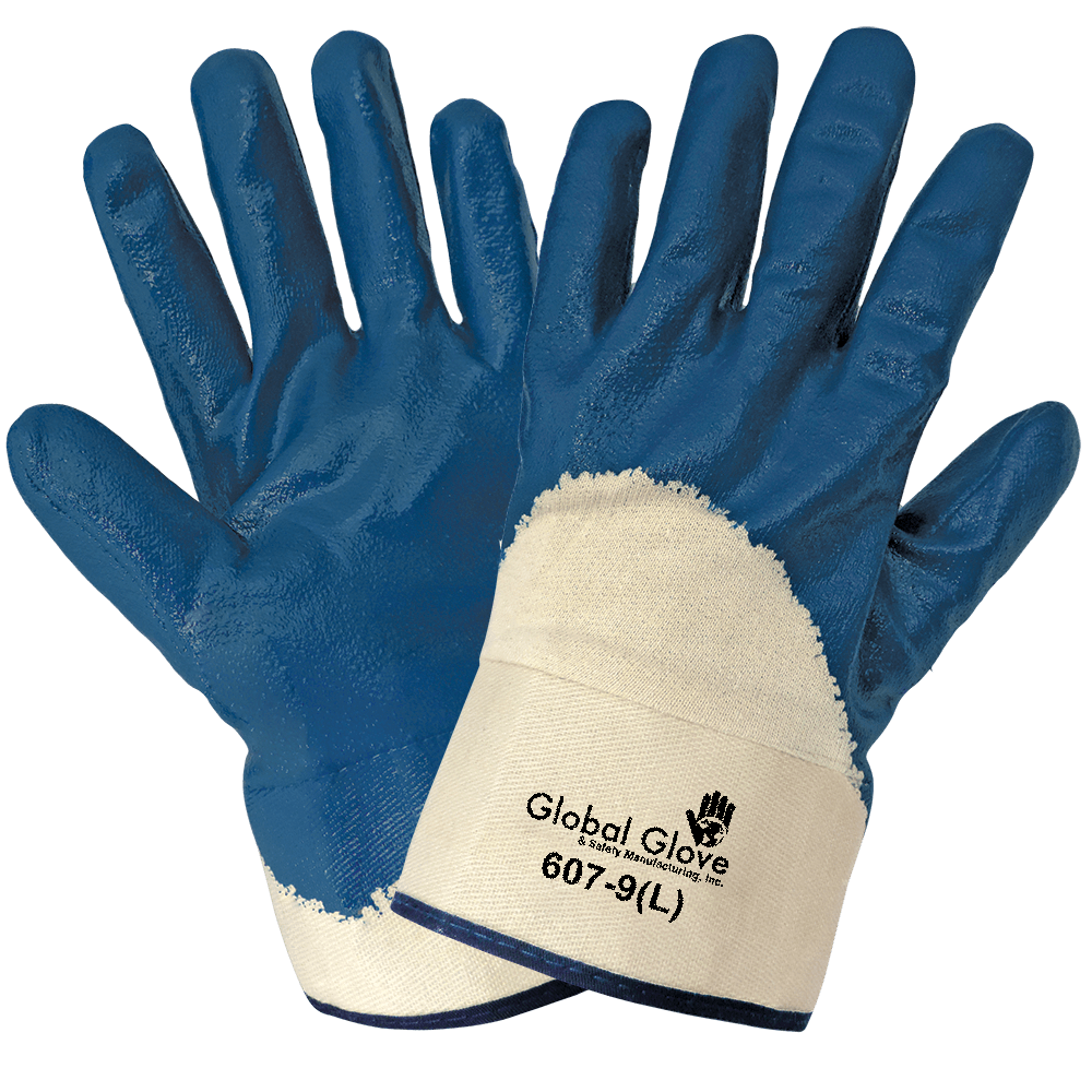 Global Glove & Safety 607 Solid Nitrile Three Quarter Coated Two Piece Jersey Gloves