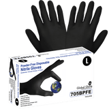 Global Glove & Safety 705BPFE Nitrile, Powder Free, Industrial Grade, Black, Lightweight, 3.5 Mil, Textured Fingertips, 9.5 Inch (case of 1,000)