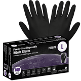 Global Glove & Safety 705BPF Nitrile, Powder Free, Industrial Grade, Black, 5 Mil, Textured Fingertips, 9.5 Inch (case of 1,000)