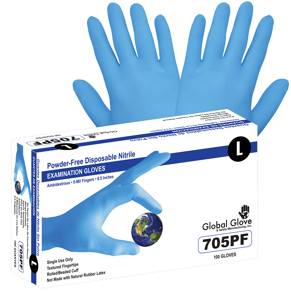 Global Glove & Safety 705PF Nitrile, Powder Free, Medical Grade