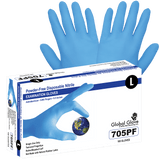 Global Glove & Safety 705PF Nitrile, Powder Free, Medical Grade, Blue, 5 Mil, Textured Fingertips, 9.5 Inch (case of 1,000)