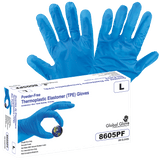Global Glove & Safety 8605PF Keto-Handler Plus TPE, Powder Free, Industrial Grade, Blue, 2 Mil, Lightweight, Smooth Finish, 10 Inch (case of 2,000)