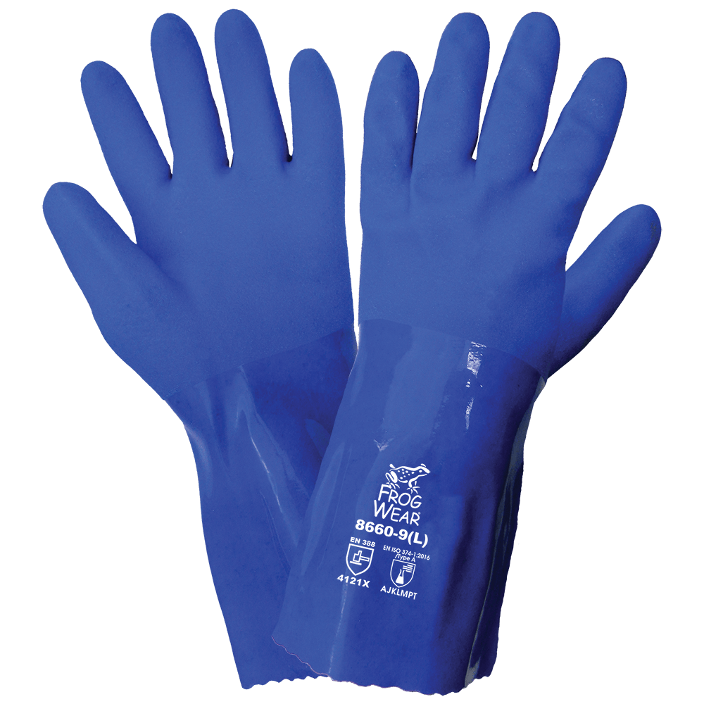 Global Glove & Safety 8660 FrogWear® Triple Coated PVC Chemical Handling Gloves, 12 Inch