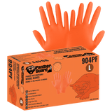 Global Glove & Safety 904PF Panther Guard High Vis Orange Nitrile, Powder Free, Industrial Grade, Raised Diamond Pattern, 6 Mil, 9.5 Inch