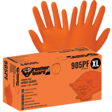 Global Glove & Safety 905PF Panther Guard® Heavyweight Nitrile, Powder Free, Industrial Grade, High Visibility Orange, 7 Mil, Tractor Tread Pattern, 9.5 inch (case of 1,000)