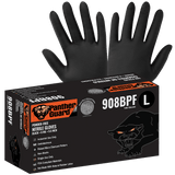 Global Glove & Safety 908BPF Panther Guard® Heavyweight Nitrile, Powder Free, Industrial Grade, Raised Micro Diamond Pattern, Black, 6 Mil, 9.5 Inch (case of 1,000)
